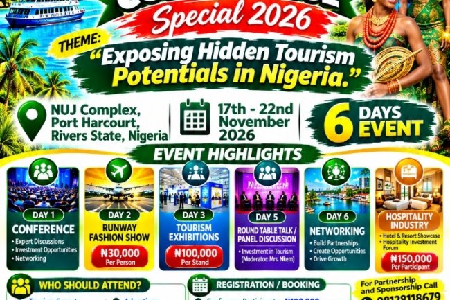 PORT HARCOURT SET TO HOST SIX-DAY TOURISM CONFERENCE TO UNVEIL NIGERIA'S UNTAPPED POTENTIALS